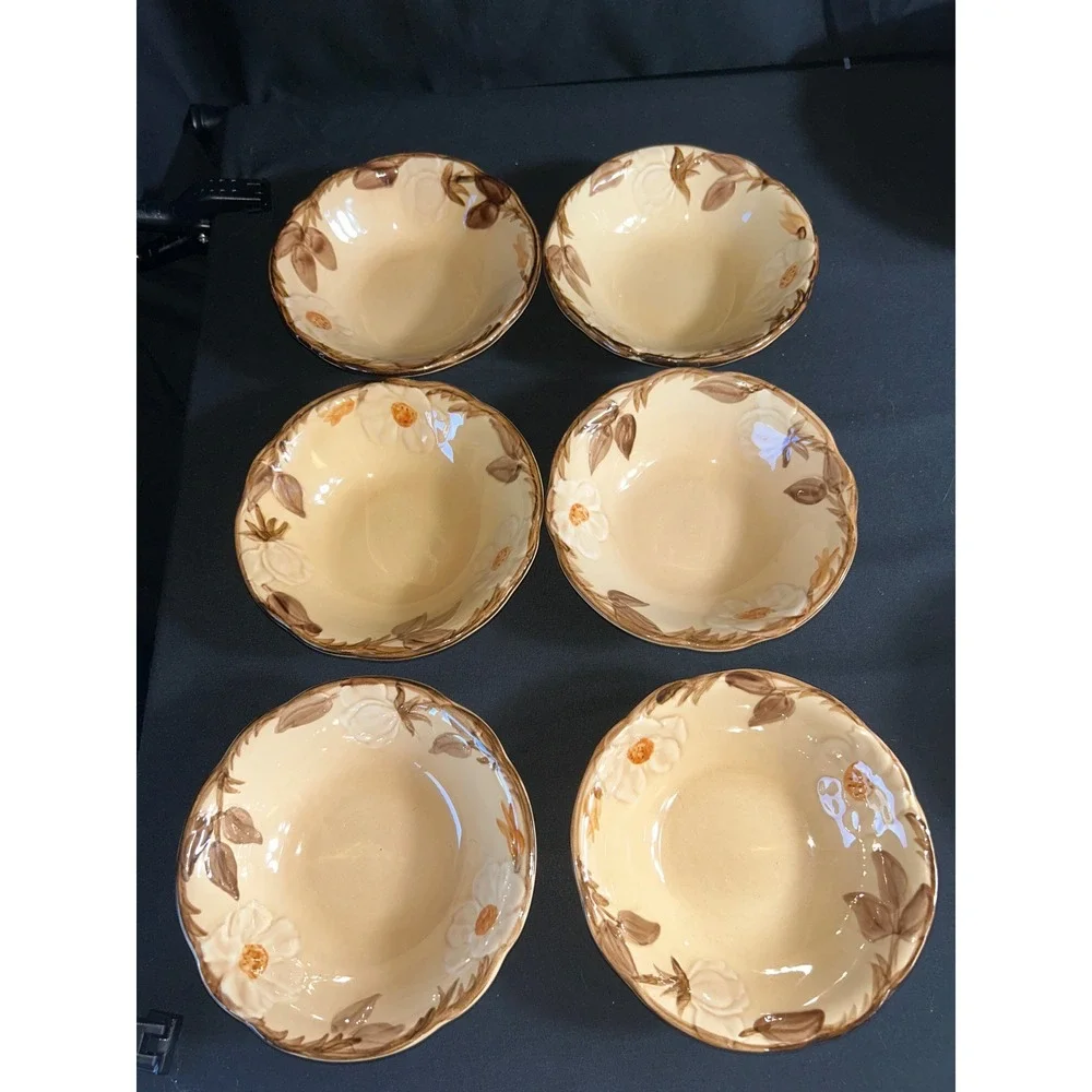 Franciscan cafe Royal‎ Fruit Dessert Bowls Set of 6 Hand Painted Vintage USA
